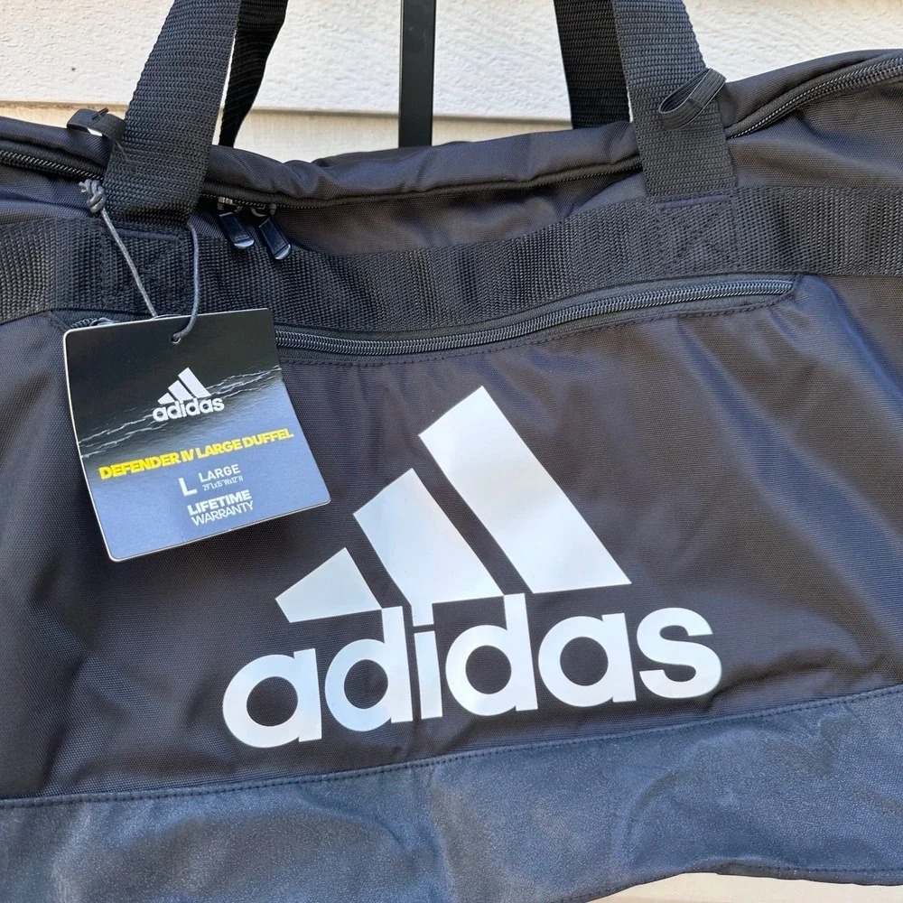 Adidas Defender IV Large Gym Training Duffel Bag Padded Carry Handles Black NWT